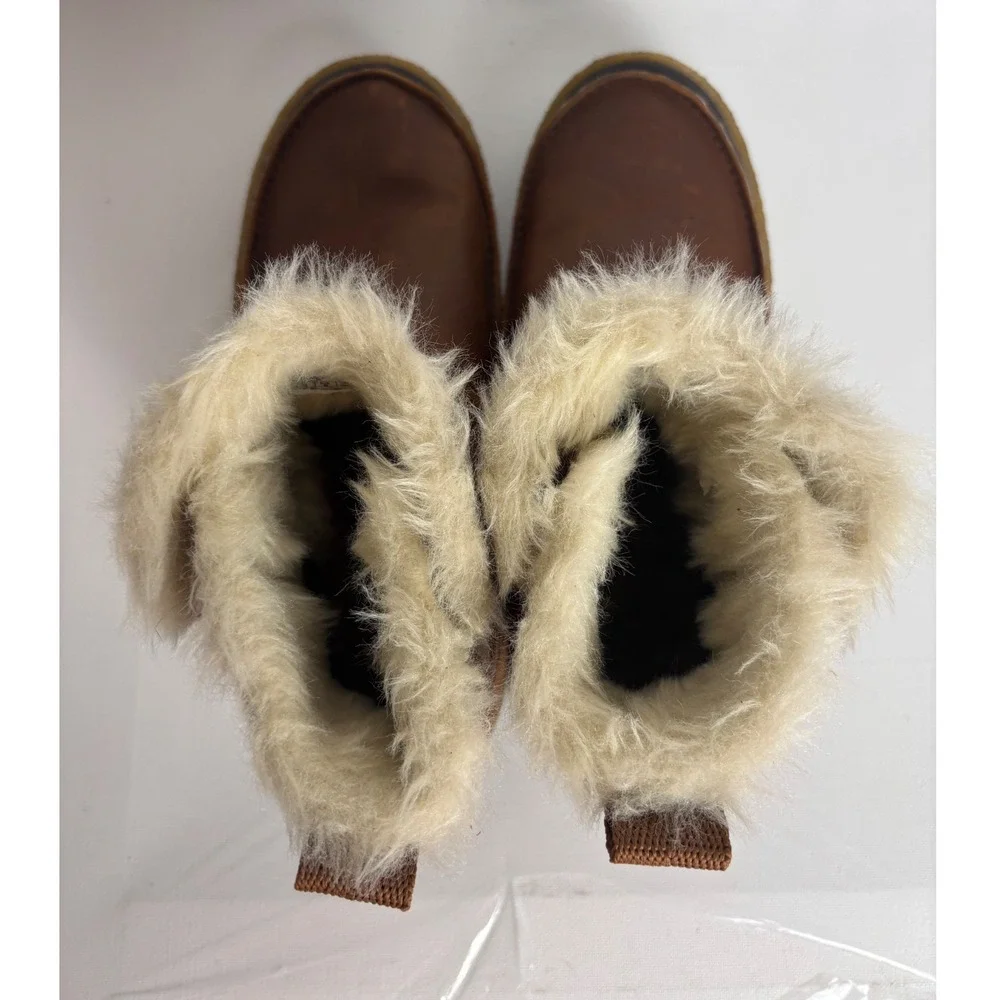 Merrell M Select DRY Brown Leather Suede Faux Fur Waterproof Boots  Womens 7.5